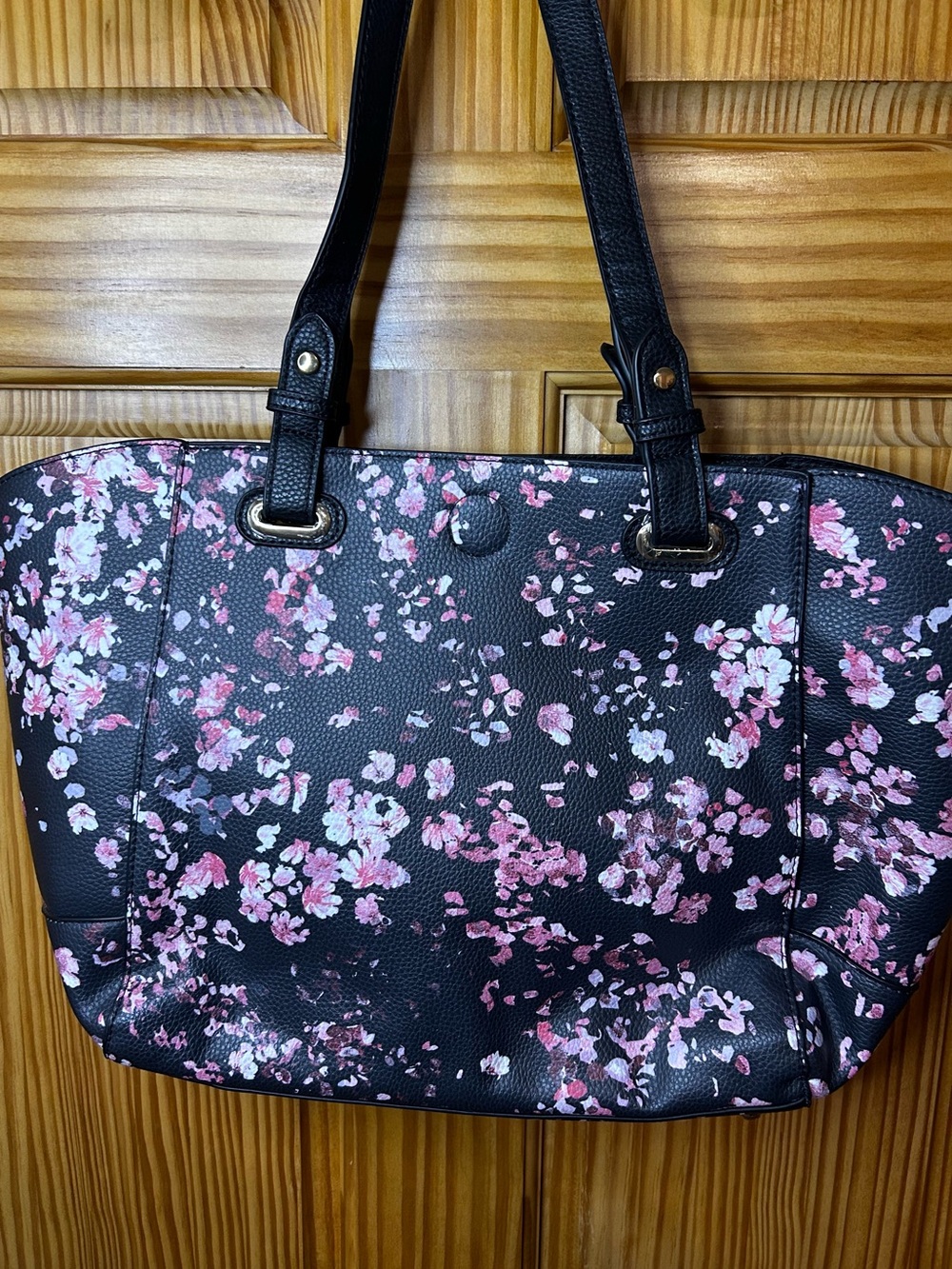 G.H. Bass & Co. Black Tote with Pink Floral Print